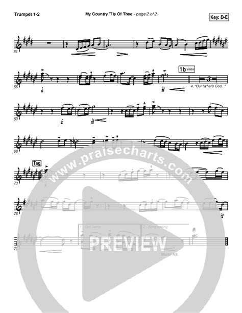 My Country Tis Of Thee Trumpet Sheet Music PDF PraiseCharts Band Arr