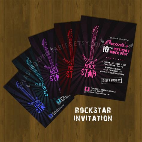 Rockstar Invitation Rock Star Party Printable Birthday Invitation