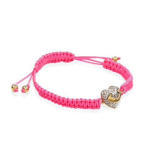Juicy Couture Pave Heart Friendship Bracelet In Pink Gold Lyst