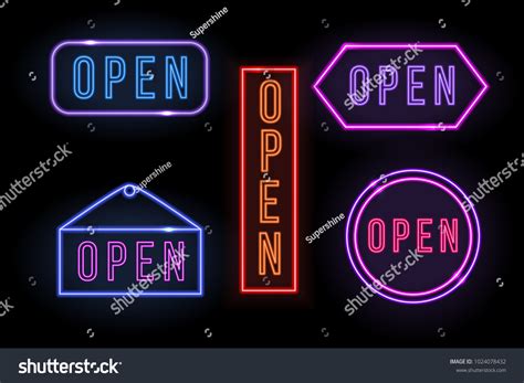 Open Neon Signs Stock Vector Royalty Free 1024078432 Shutterstock