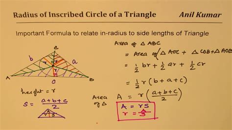 How Is Inradius Inscribed Circle Radius Related With Area And Side