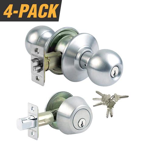 Premier Lock Stainless Steel Grade 3 Entry Door Knob Combo Lock Set