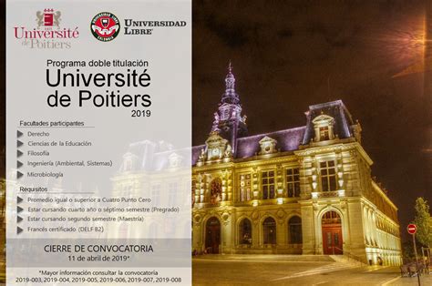 Apertura Convocatoria De Doble Titulación En Cooperación Con La Universidad De Poitiers