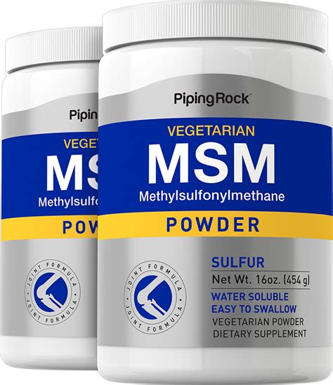 Msm Powder Sulfur Powder 2 Bottles X 16 Oz 454 G Piping Rock Health Products