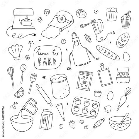 Doodle Baking Clipart Vector Pack Kitchen Clipart Pastry Clipart The