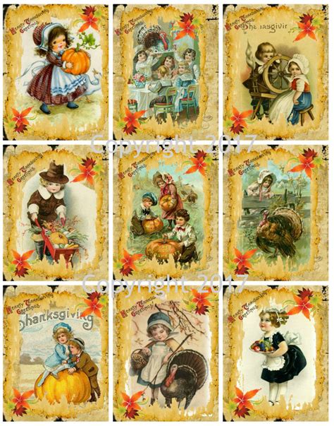 printed vintage victorian thanksgiving cards collage sheet 8 5 x 11 vintage thanksgiving
