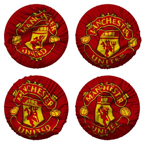 Manchester United Football Club Flag In Round Shape Isolated With Four