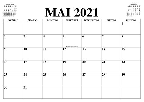 Das aktuelle kalenderblatt für den 2. KALENDER MAI 2021 : MAI 2021 KALENDER ZUM AUSDRUCKEN ...