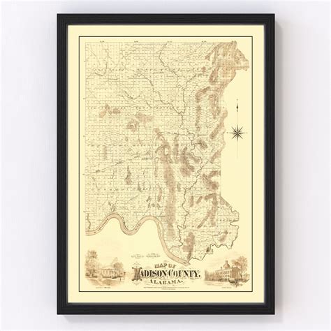 Vintage Map Of Madison County Alabama By Ted S Vintage Art