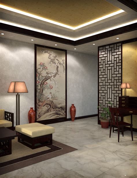 Modern Chinese Living Room Daz 3d