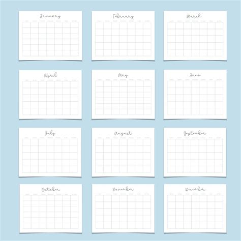 Monatlicher Blanko Kalender Einfacher Kalender 11 X 85 Etsy