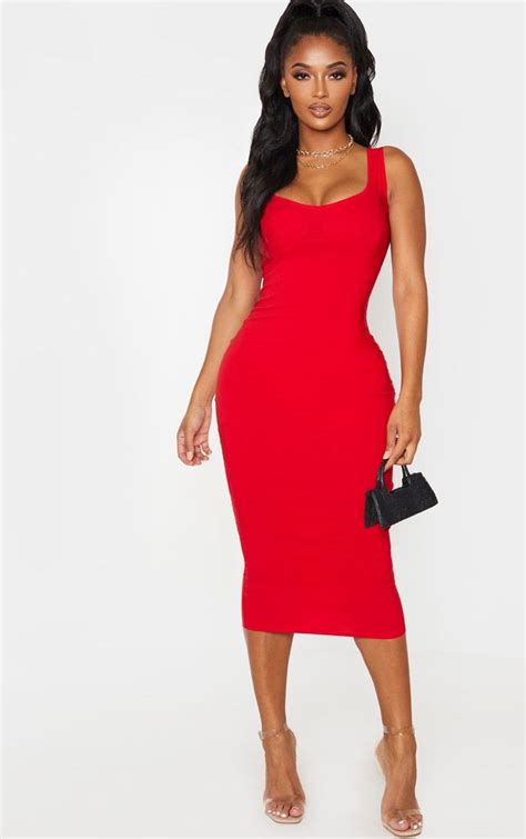 Shape Red Cup Detail Strappy Midi Dress In 2021 Strappy Midi Dress