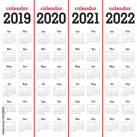 2020 2021 2022 Year Calendar Printable