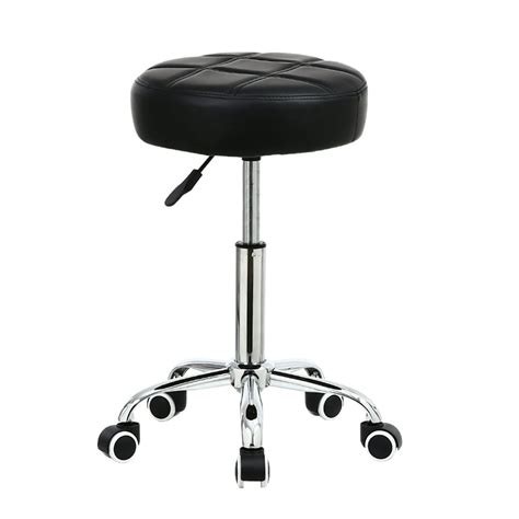 Kktoner Round Rolling Stool Chair Pu Leather Height Adjustable Shop