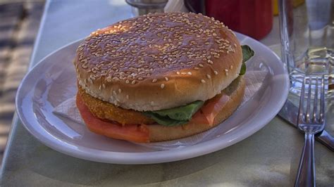 Hamburger On White Plate Free Image Download