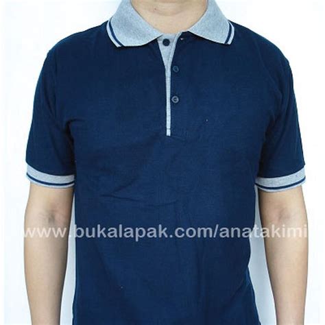 Jual Kaos Polo Shirt Bahan Lacost Cotton Warna Biru Navy Ukuran M L