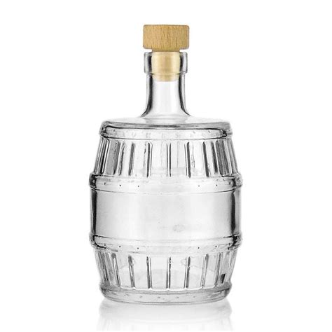500ml Clear Glass Bottle Barrel With Cork Cap World Of Uk