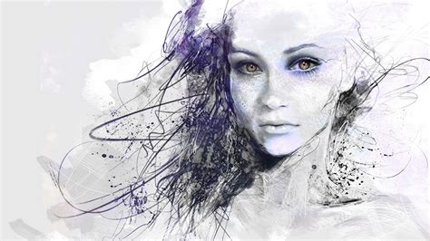 Wallpaper Face Drawing White Digital Art Women