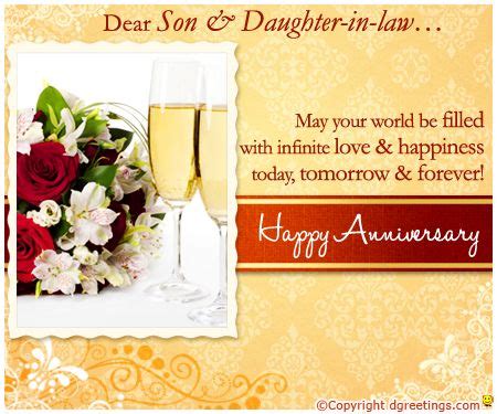 I hope you two enjoy your special day, and that you have many years ahead of you. Dgreetings - Son And Daughter In law Anniversary ...
