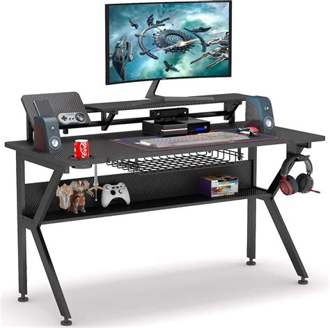 Ergonomic Gaming Desk With Monitor Stand 47 K Shaped Computer Pc
