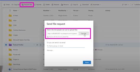 How To Use The Request Files Feature From Onedrive