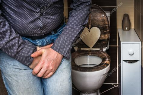 Man With Hands Holding His Crotch Incontinence Concept — Stock Photo