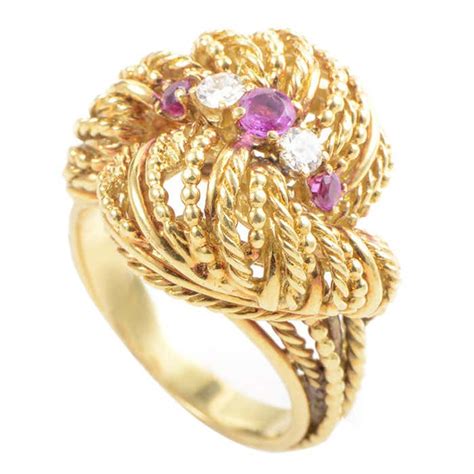 Tiffany And Co Ruby Diamond Gold Rope Ring At 1stdibs Ruby Rope Twist