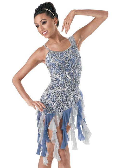 Weissman™ Sequin Mesh Ruffle Biketard Dress Lyrical Dresses Lyrical Dance Dresses Dance