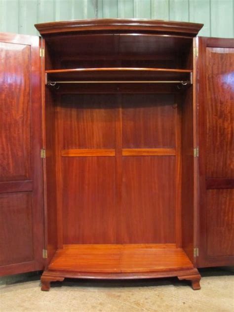 Antique Edwardian Regency Mahogany Bow Front Double Wardrobe C1900