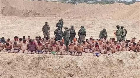 Images Show Dozens Of Palestinians Captured By Israel Blindfolded And