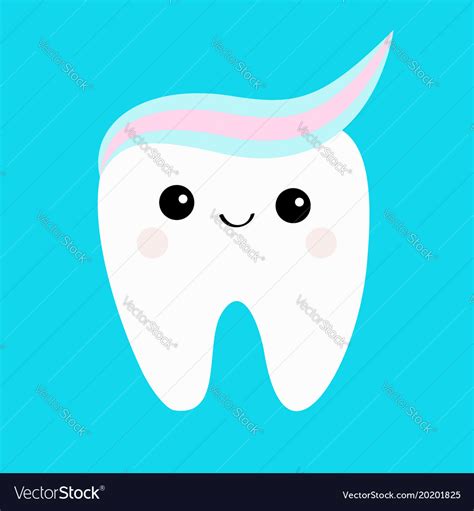 Tooth With Toothpaste Hair Cute Funny Cartoon Vector Image