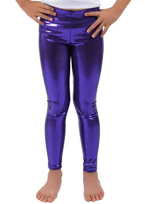 Girls Metallic Mystique Leggings Shiny And Stretchy Child Small 6