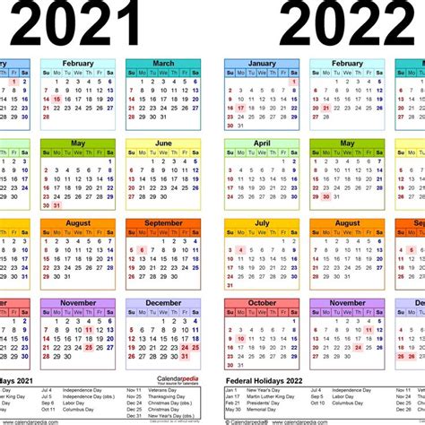 2021 2022 Two Year Calendar Free Printable Excel In Alternate Side