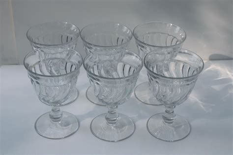 Colony Pattern Vintage Fostoria Crystal Clear Pressed Glass Water Glasses Or Wine Goblets