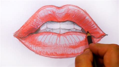How To Draw Red Lips Speed Drawing Mat Youtube