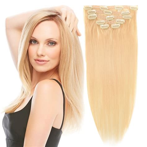 14remy Human Hair Clip In Extensions For Women Thick To Ends Bleach Blonde613