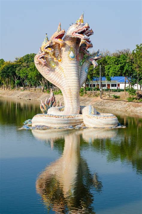 Big Naga Statue In Lake At Wat Ban Rai Stock Photo Image Of Belief
