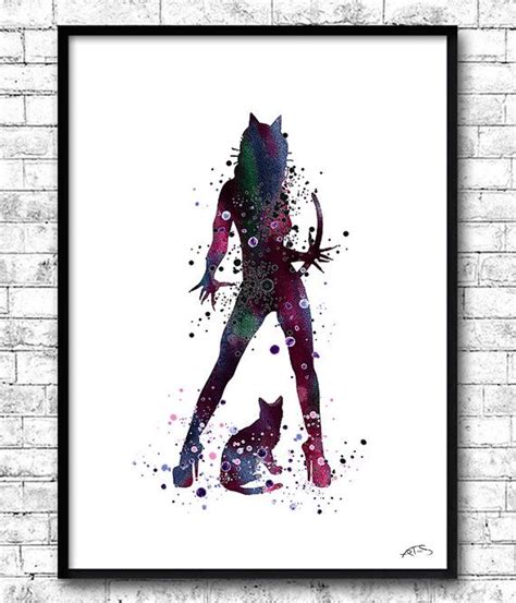 Catwoman From Batman Watercolor Print Super Hero Comics Cat Poster