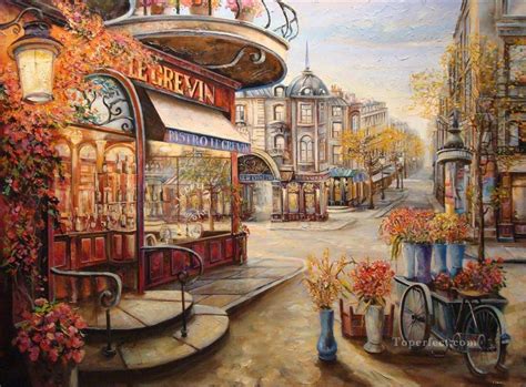 Ux006 European Towns Painting In Oil For Sale