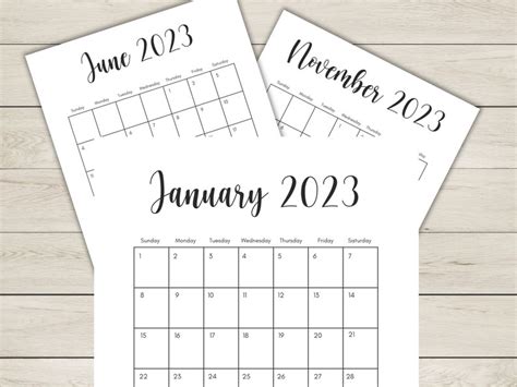 Printable 2023 Calendar Monthly Planner January To December Etsy