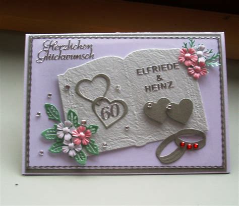 Handgefertigte Glückwunschkarte zur Diamanthochzeit Wedding Cards Wedding Day Cards Diy