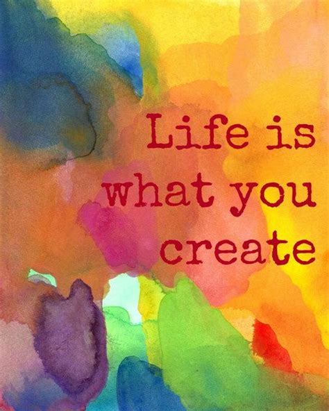 Inspirational Quote Art Print Watercolor Life Is What You Create