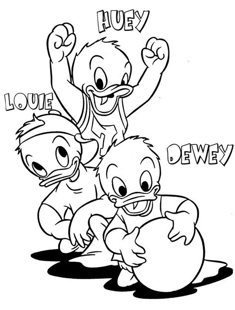 Cute Huey Dewey And Louie Coloring Pages Cartoon Coloring Pages