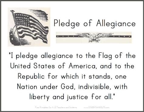 And to the republic for which it stands, one nation under god, indivisible, with liberty and justice for all. Image result for printable words for the pledge of ...