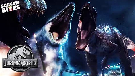 T Rex Vs Indominus Rex Final Battle Jurassic World 2015 Screen Bites Youtube