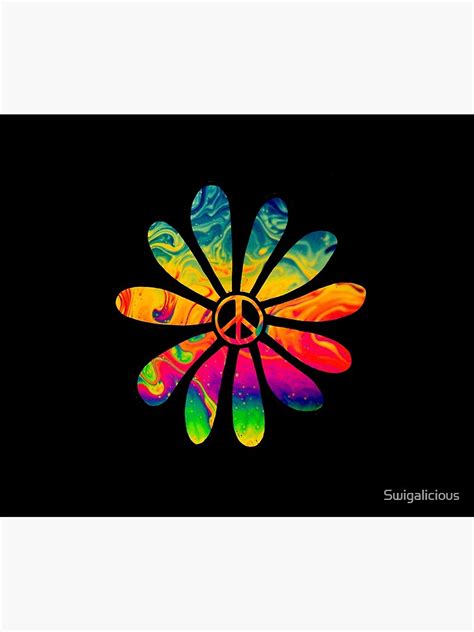 Hippie Trippy Flower Power Peace Sign Psychedelic Poster By