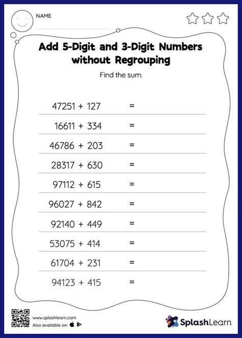Add And Subtract 5 Digit And 3 Digit Numbers Without Regrouping