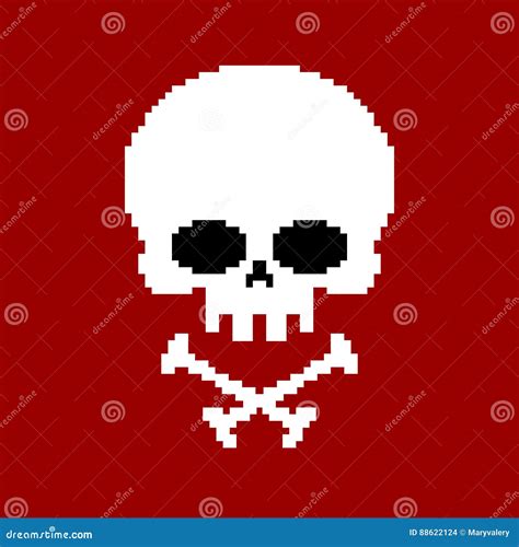 Skull Pixel Art Pixelated Skeleton Head 8 Bit Vector Illustration