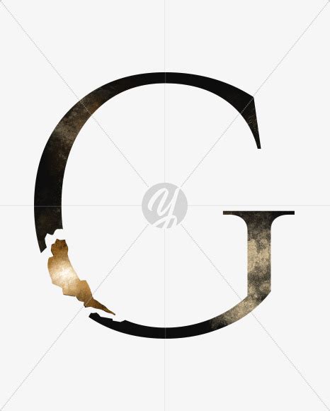 Uppercase Grunge Letter G With Broken Gold Part From Dark Grunge