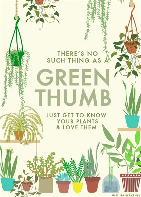 Illustratino Plants Poster Plants Green Thumb Garden Quotes